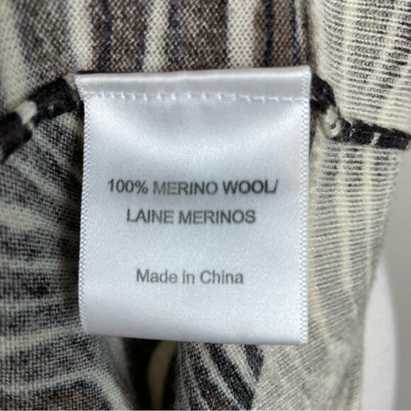 Tory Burch Brown Off White Wavy Stripe Wool Cardigan 4 - Picture 8 of 8